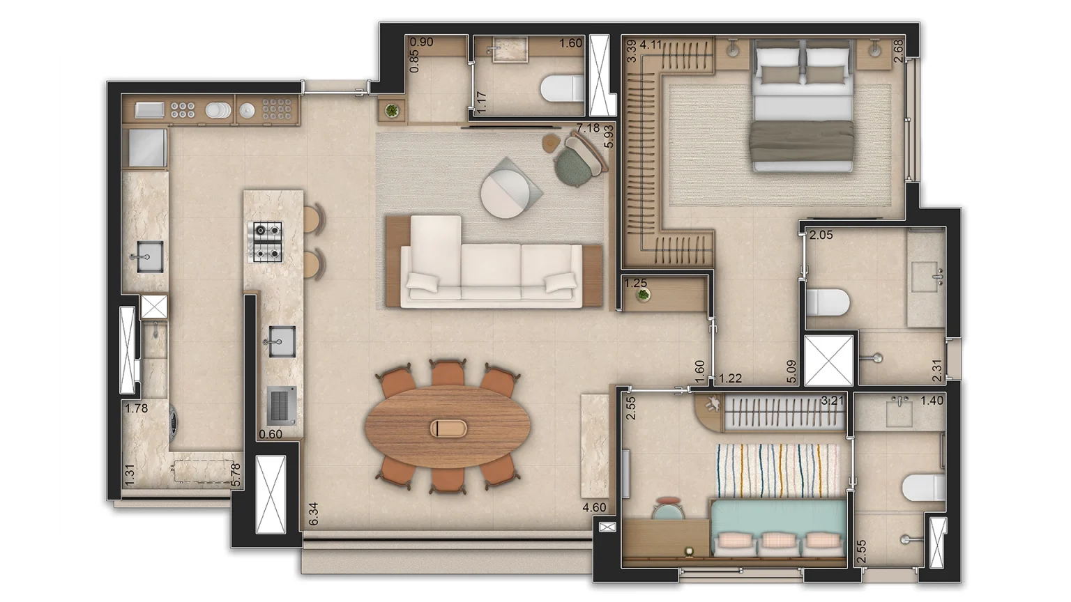 Planta 88m²