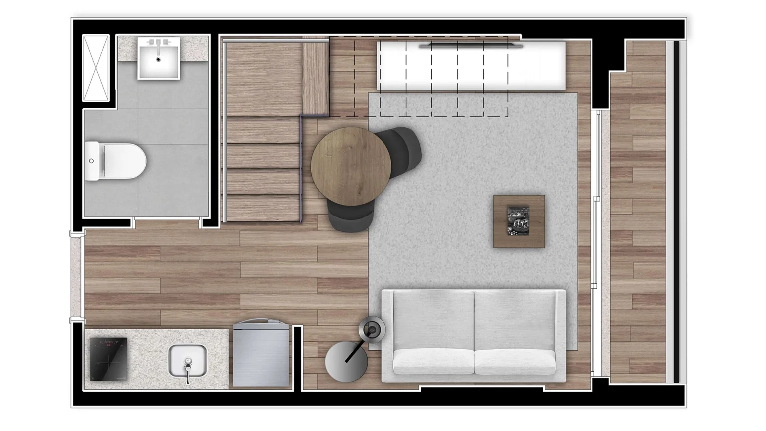 Planta Duplex 44m² Pavimento Inferior