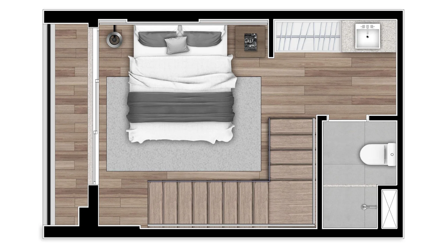 Planta Duplex 44m² Pavimento Superior