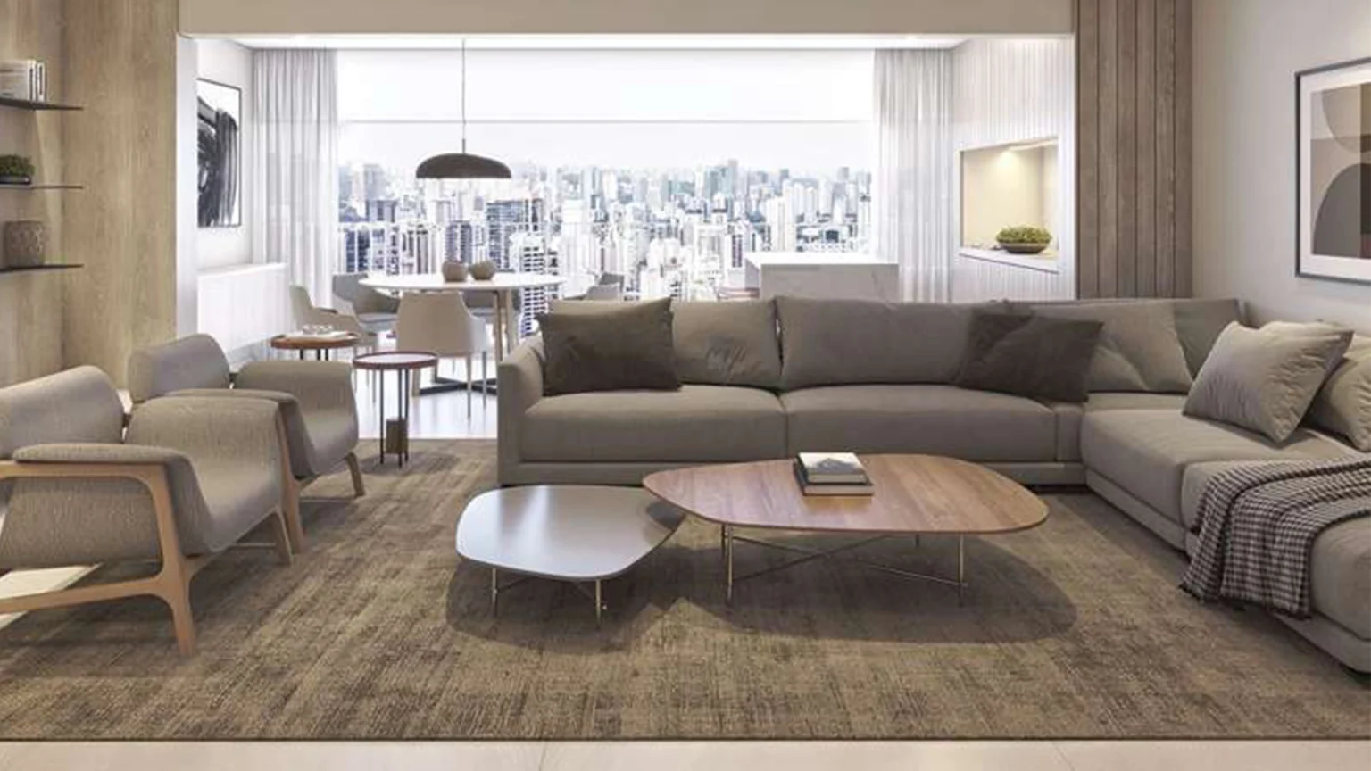 Perspectiva Ilustrada do Living do Apto. 150m²
