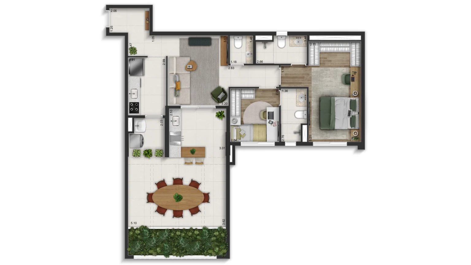 Planta Tipo Garden 106m²
