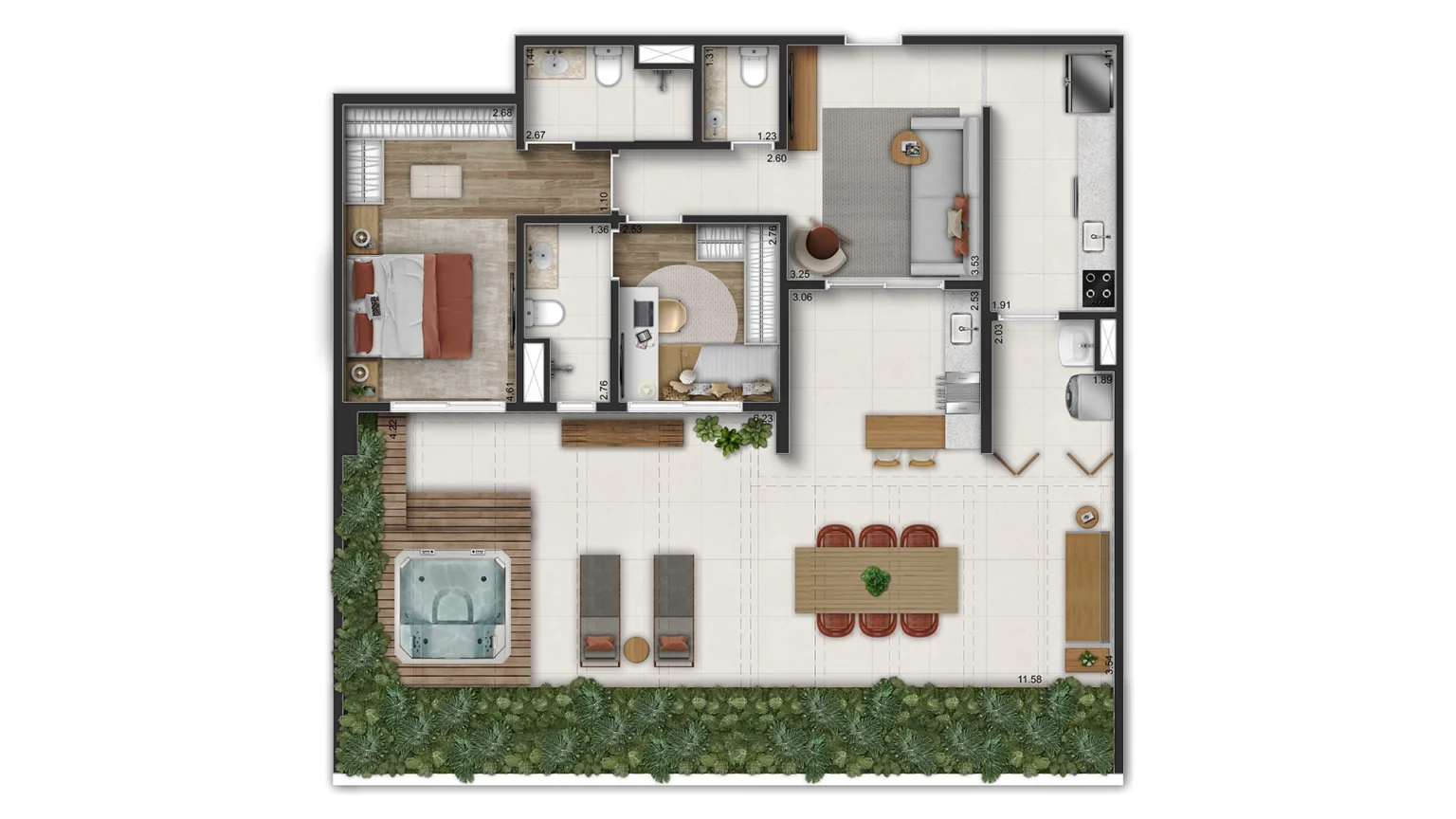 Planta Tipo Garden 148m²